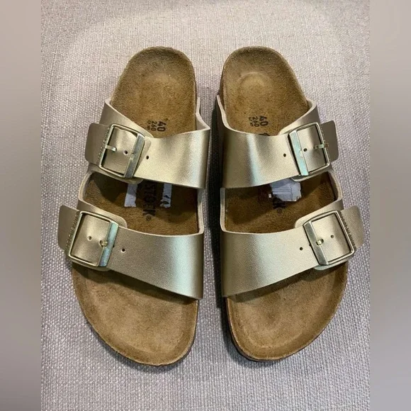 NEW Birkenstock Arizona Gold Slide Sandals Size 40 / 9 - Picture 2 of 9